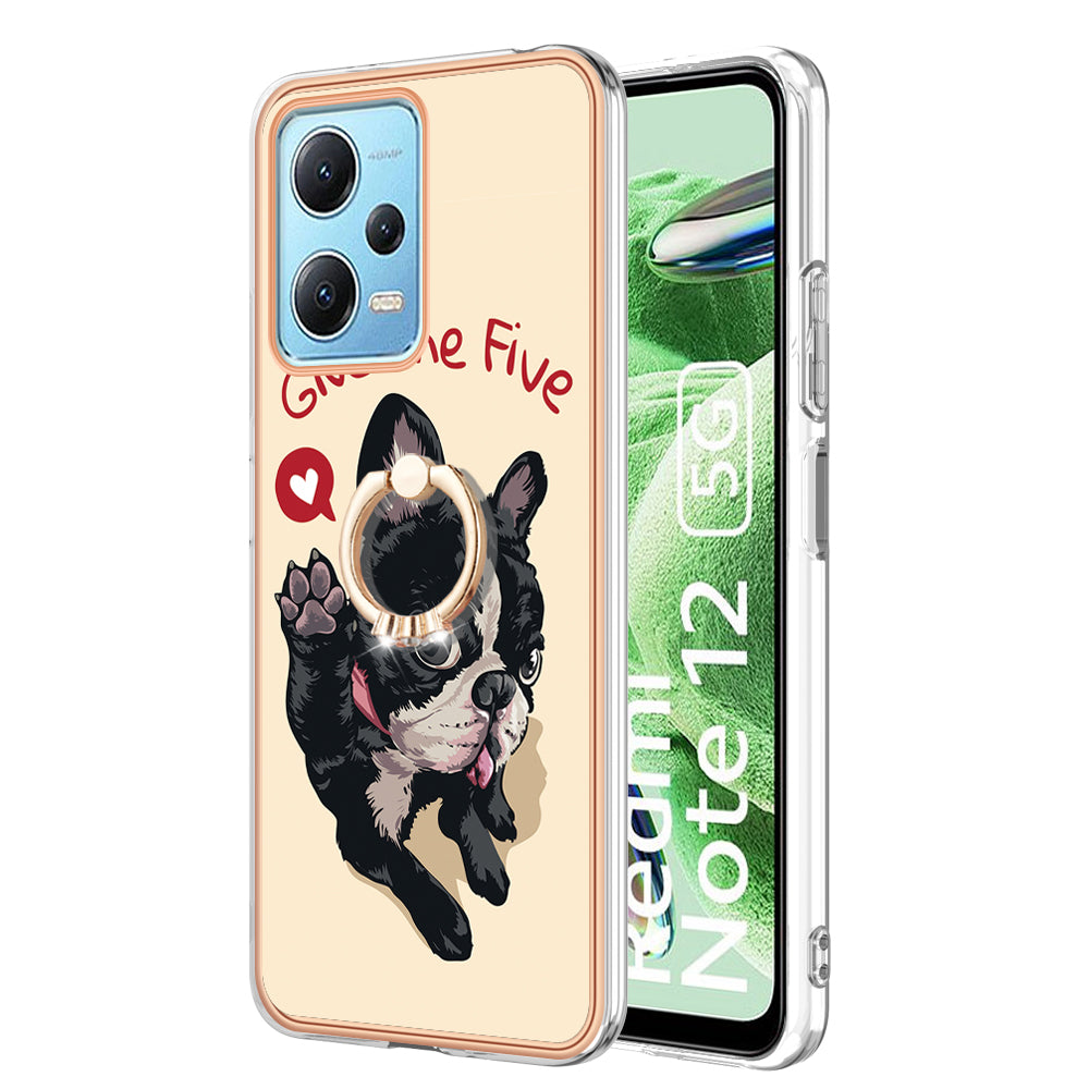 YB IMD Series-20 Style D Electroplated Anti-Scratch Case for Xiaomi Redmi Note 12 5G (China) / (India) / (Global) / Poco X5 5G , 2.0mm TPU Kickstand Phone Cover