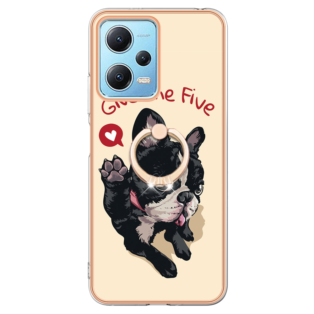 YB IMD Series-20 Style D Electroplated Anti-Scratch Case for Xiaomi Redmi Note 12 5G (China) / (India) / (Global) / Poco X5 5G , 2.0mm TPU Kickstand Phone Cover
