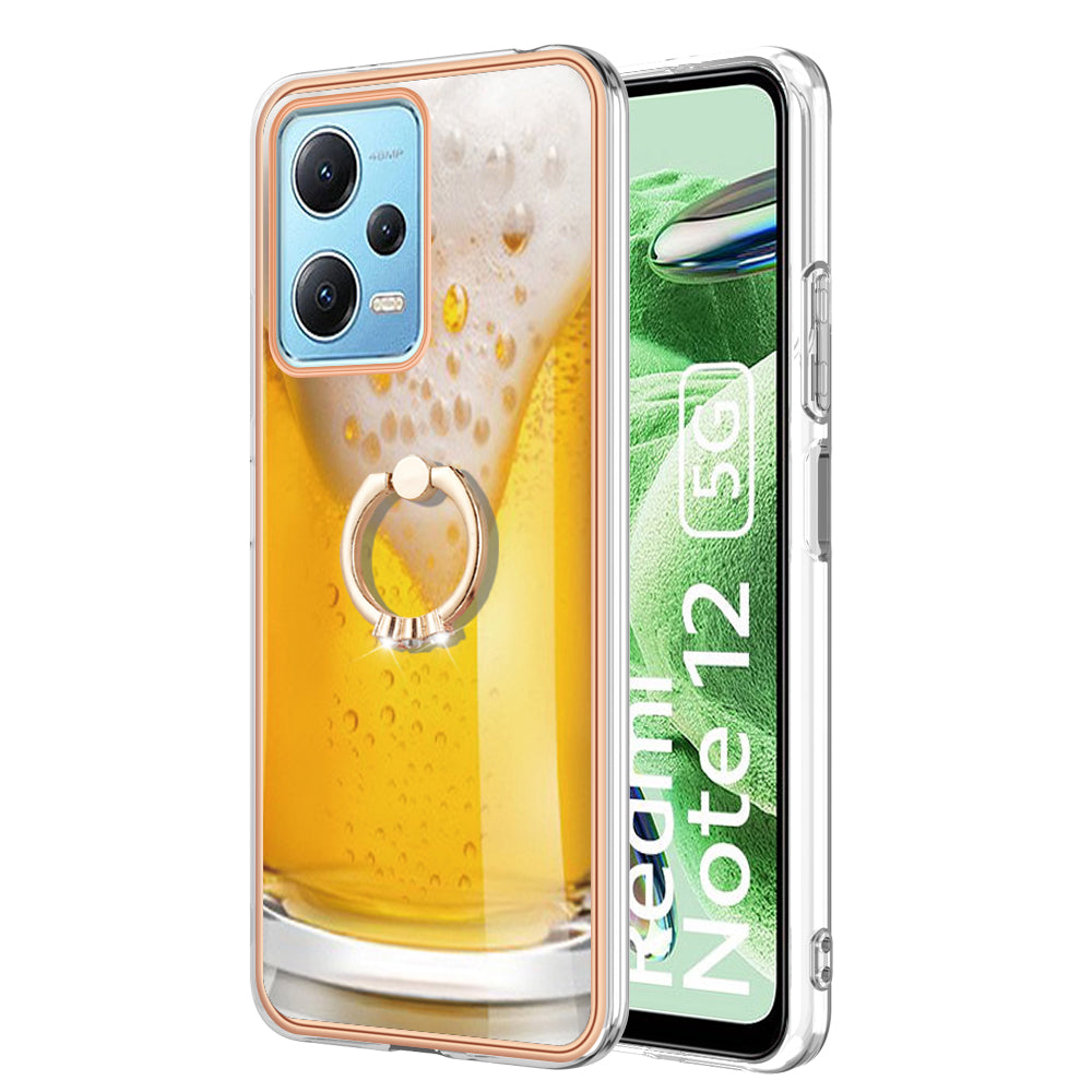 YB IMD Series-20 Style D Electroplated Anti-Scratch Case for Xiaomi Redmi Note 12 5G (China) / (India) / (Global) / Poco X5 5G , 2.0mm TPU Kickstand Phone Cover