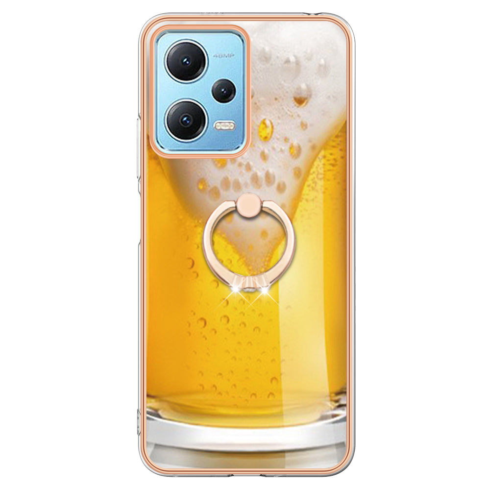 YB IMD Series-20 Style D Electroplated Anti-Scratch Case for Xiaomi Redmi Note 12 5G (China) / (India) / (Global) / Poco X5 5G , 2.0mm TPU Kickstand Phone Cover