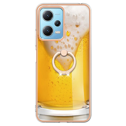 YB IMD Series-20 Style D Electroplated Anti-Scratch Case for Xiaomi Redmi Note 12 5G (China) / (India) / (Global) / Poco X5 5G , 2.0mm TPU Kickstand Phone Cover