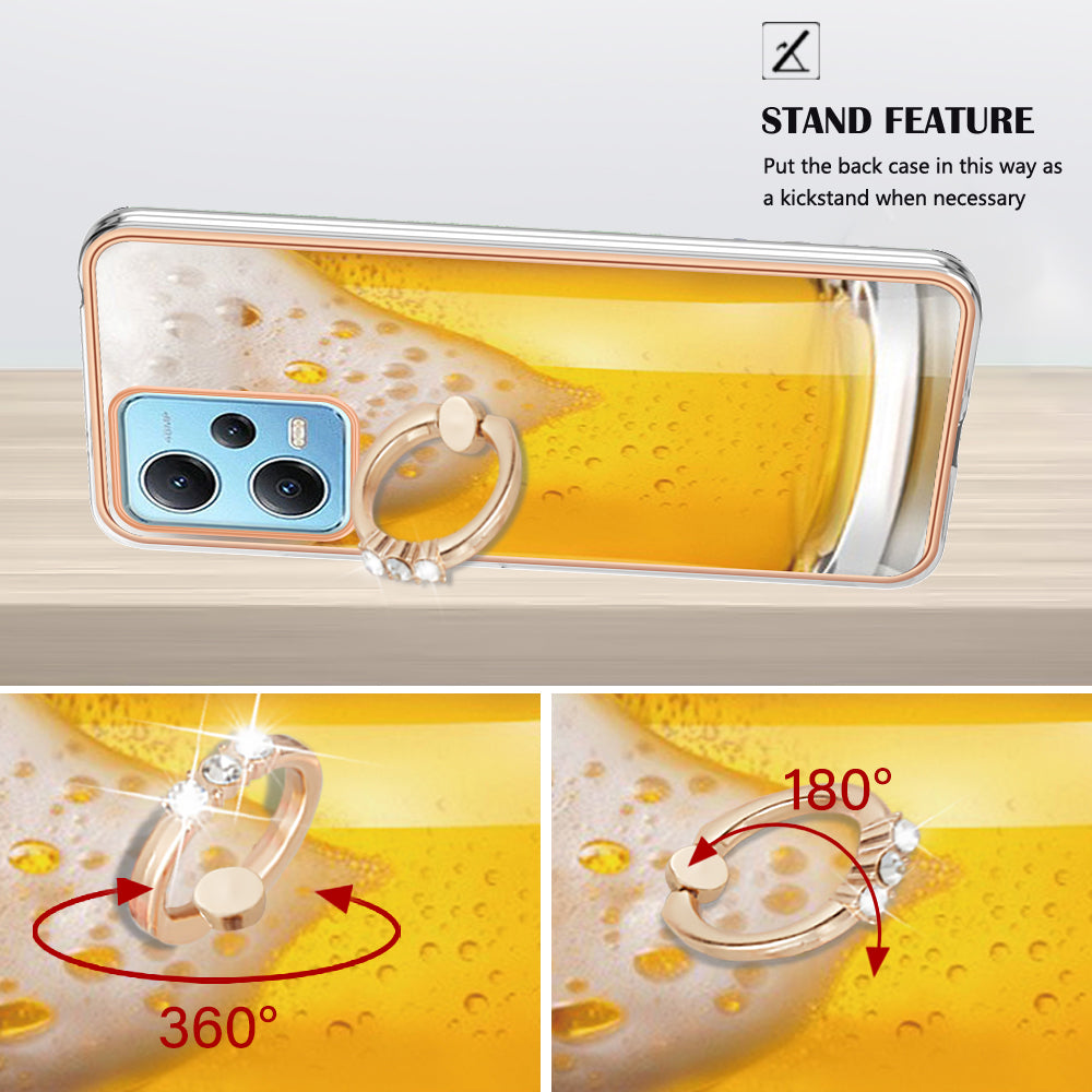 YB IMD Series-20 Style D Electroplated Anti-Scratch Case for Xiaomi Redmi Note 12 5G (China) / (India) / (Global) / Poco X5 5G , 2.0mm TPU Kickstand Phone Cover