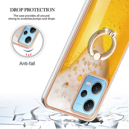 YB IMD Series-20 Style D Electroplated Anti-Scratch Case for Xiaomi Redmi Note 12 5G (China) / (India) / (Global) / Poco X5 5G , 2.0mm TPU Kickstand Phone Cover