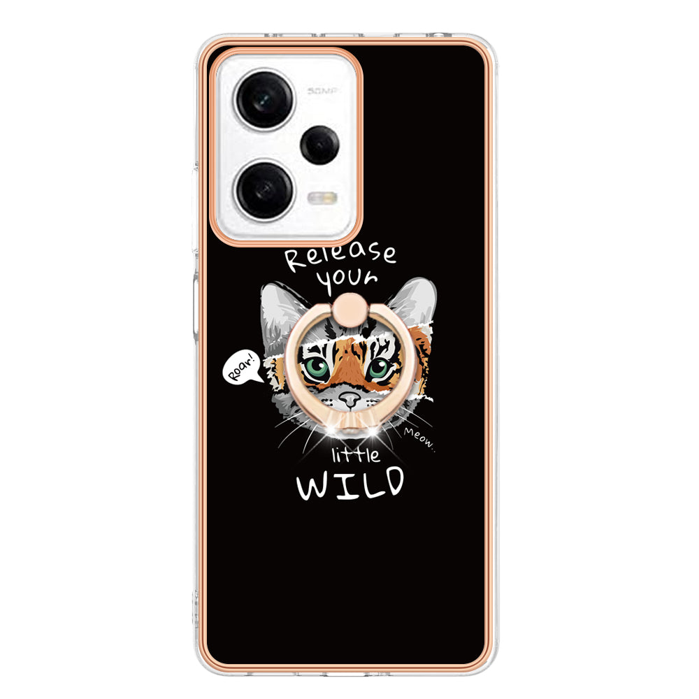 YB IMD Series-20 Style D Kickstand Electroplated Case for Xiaomi Redmi Note 12 Pro 5G / Note 12 Pro Speed 5G / Poco X5 Pro 5G , 2.0mm TPU IMD Phone Cover