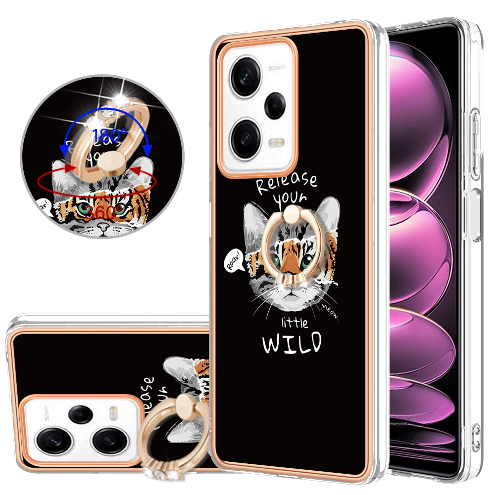 YB IMD Series-20 Style D Kickstand Electroplated Case for Xiaomi Redmi Note 12 Pro 5G / Note 12 Pro Speed 5G / Poco X5 Pro 5G , 2.0mm TPU IMD Phone Cover