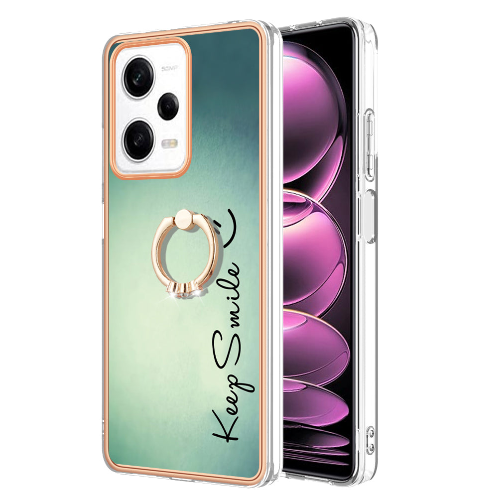 YB IMD Series-20 Style D Kickstand Electroplated Case for Xiaomi Redmi Note 12 Pro 5G / Note 12 Pro Speed 5G / Poco X5 Pro 5G , 2.0mm TPU IMD Phone Cover