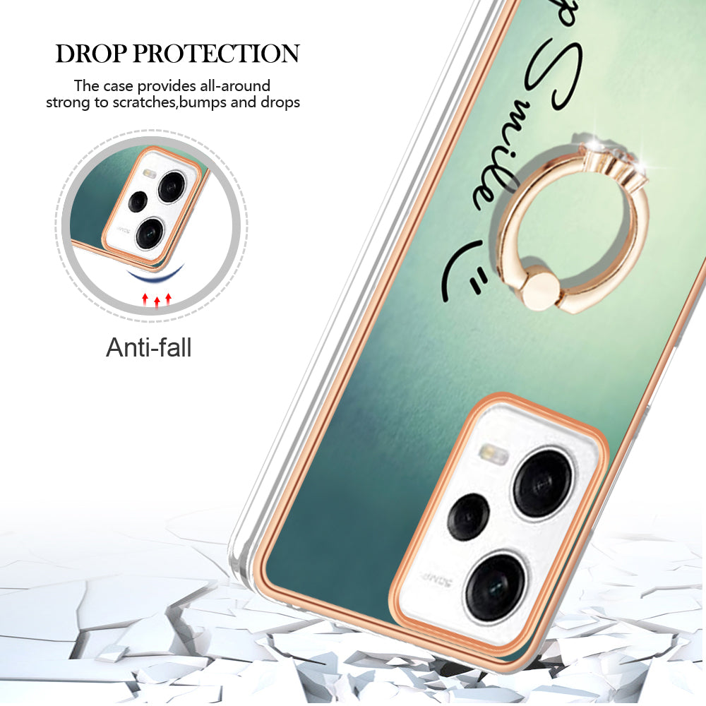 YB IMD Series-20 Style D Kickstand Electroplated Case for Xiaomi Redmi Note 12 Pro 5G / Note 12 Pro Speed 5G / Poco X5 Pro 5G , 2.0mm TPU IMD Phone Cover
