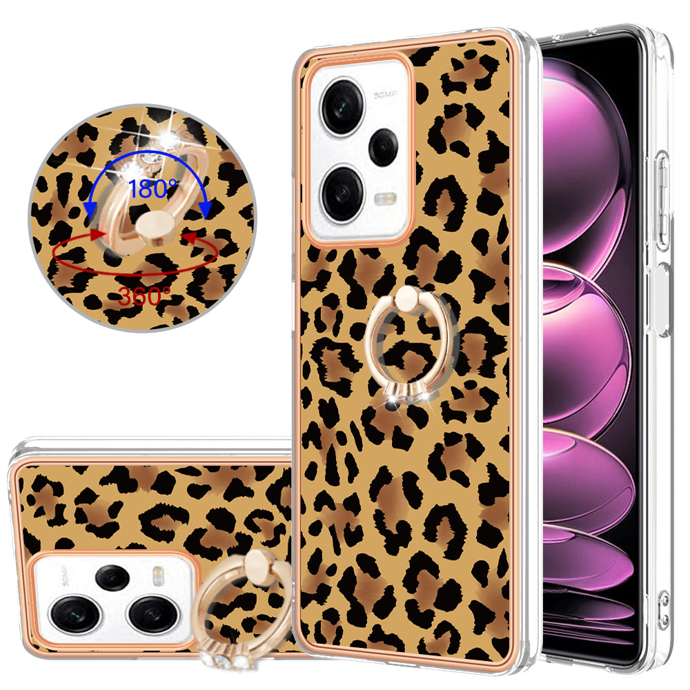 YB IMD Series-20 Style D Kickstand Electroplated Case for Xiaomi Redmi Note 12 Pro 5G / Note 12 Pro Speed 5G / Poco X5 Pro 5G , 2.0mm TPU IMD Phone Cover