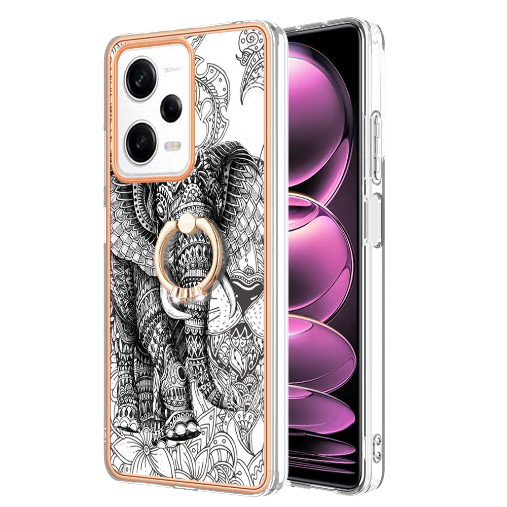 YB IMD Series-20 Style D Kickstand Electroplated Case for Xiaomi Redmi Note 12 Pro 5G / Note 12 Pro Speed 5G / Poco X5 Pro 5G , 2.0mm TPU IMD Phone Cover
