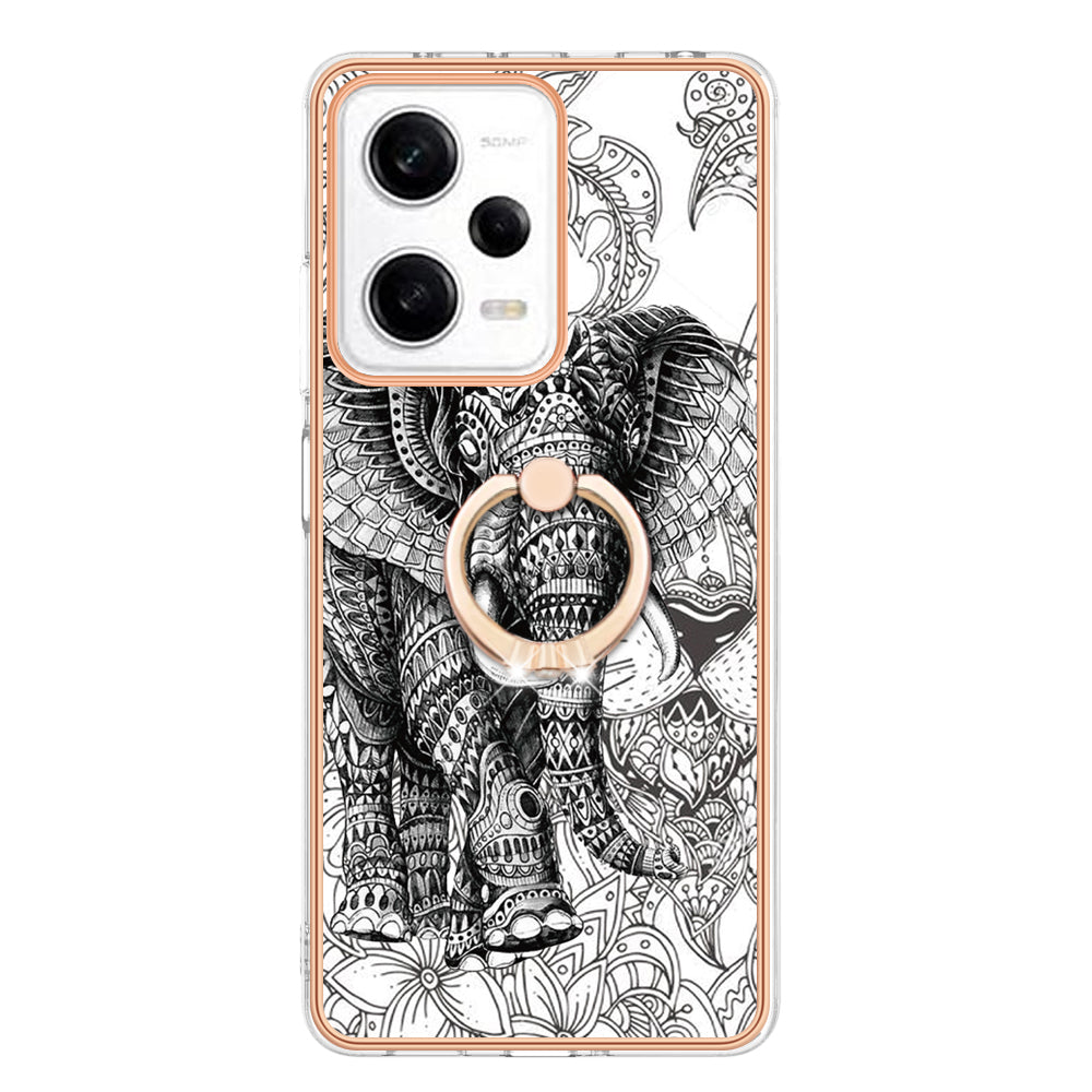 YB IMD Series-20 Style D Kickstand Electroplated Case for Xiaomi Redmi Note 12 Pro 5G / Note 12 Pro Speed 5G / Poco X5 Pro 5G , 2.0mm TPU IMD Phone Cover