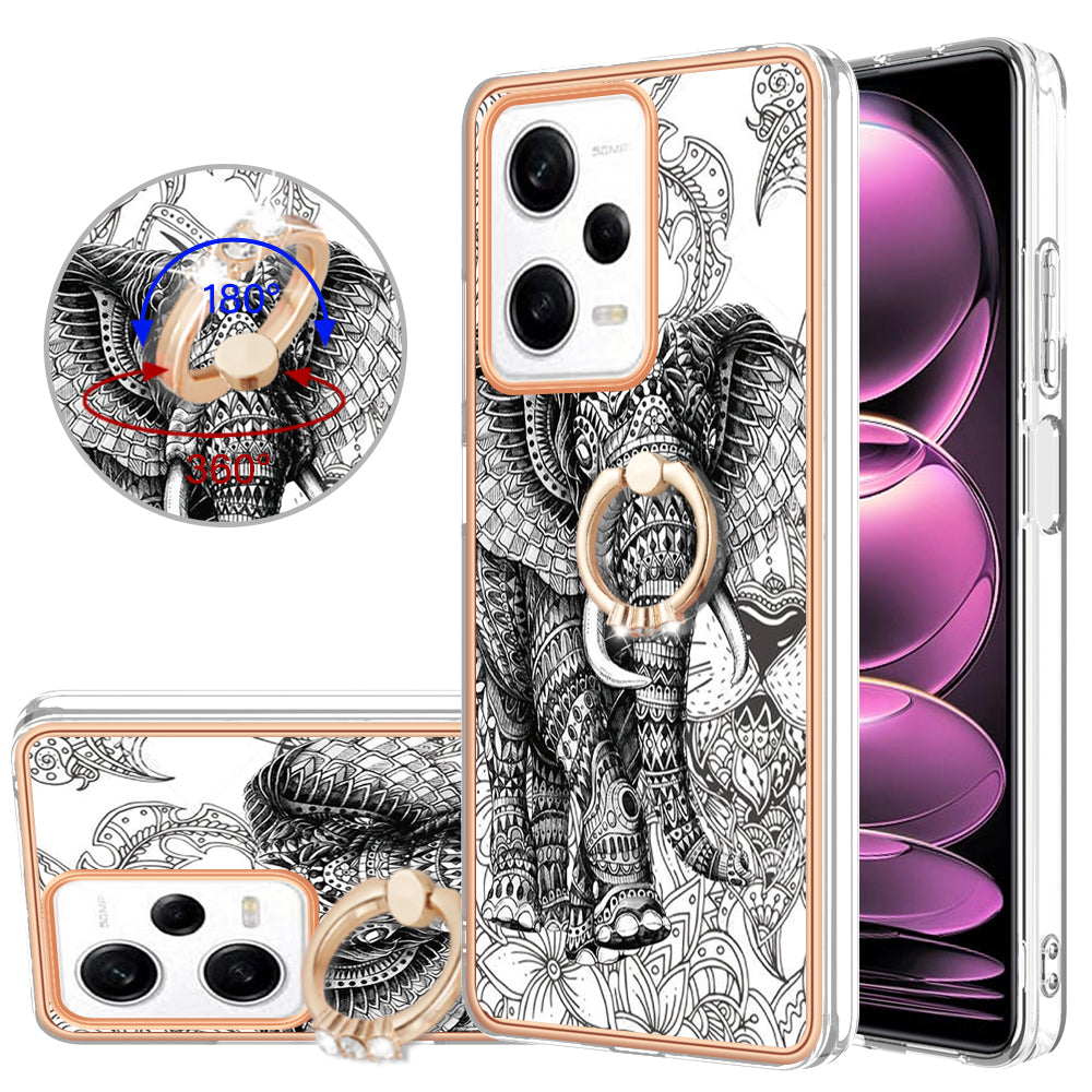 YB IMD Series-20 Style D Kickstand Electroplated Case for Xiaomi Redmi Note 12 Pro 5G / Note 12 Pro Speed 5G / Poco X5 Pro 5G , 2.0mm TPU IMD Phone Cover