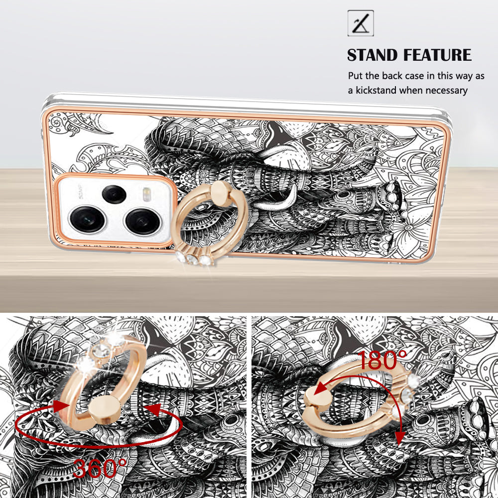 YB IMD Series-20 Style D Kickstand Electroplated Case for Xiaomi Redmi Note 12 Pro 5G / Note 12 Pro Speed 5G / Poco X5 Pro 5G , 2.0mm TPU IMD Phone Cover