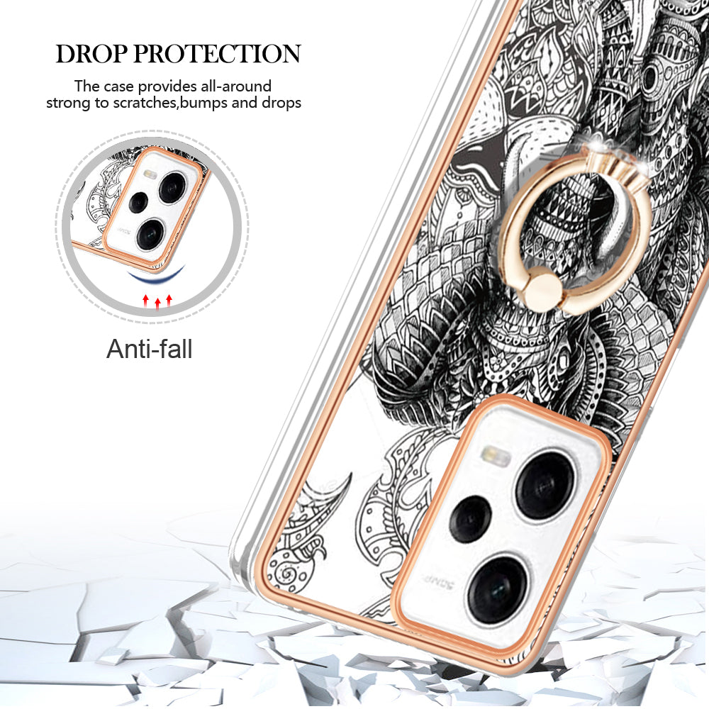 YB IMD Series-20 Style D Kickstand Electroplated Case for Xiaomi Redmi Note 12 Pro 5G / Note 12 Pro Speed 5G / Poco X5 Pro 5G , 2.0mm TPU IMD Phone Cover