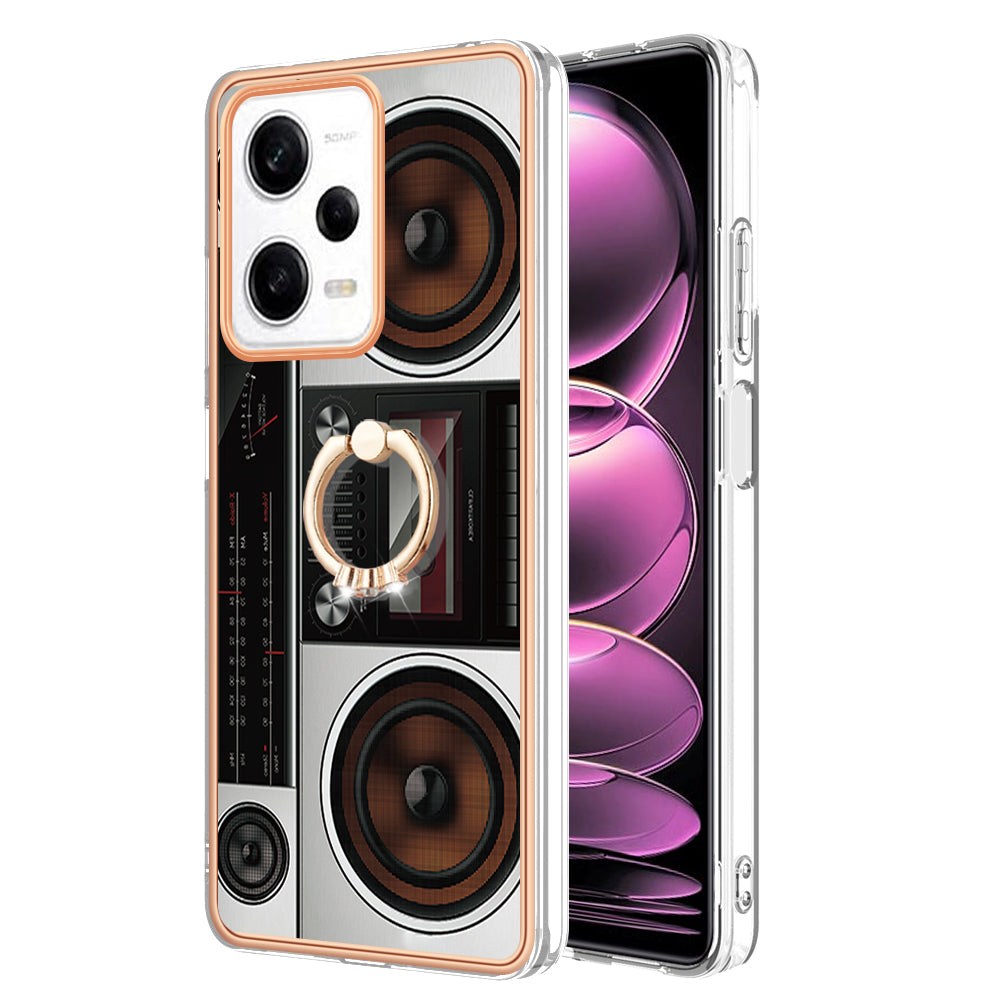 YB IMD Series-20 Style D Kickstand Electroplated Case for Xiaomi Redmi Note 12 Pro 5G / Note 12 Pro Speed 5G / Poco X5 Pro 5G , 2.0mm TPU IMD Phone Cover