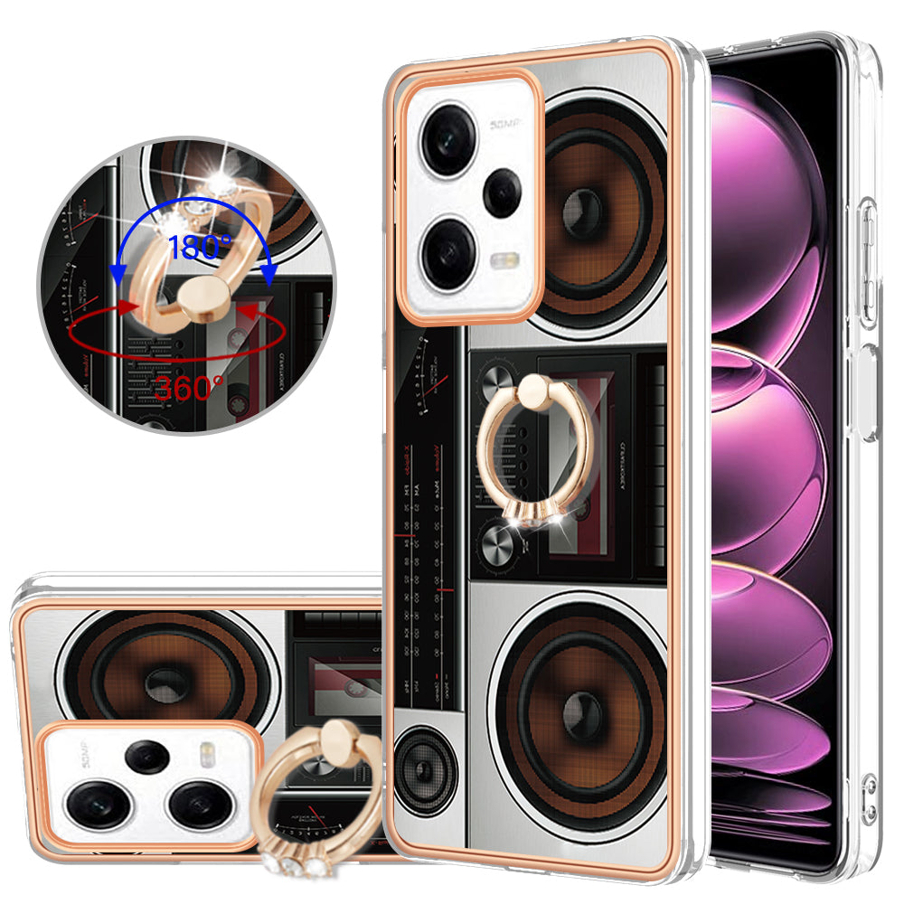 YB IMD Series-20 Style D Kickstand Electroplated Case for Xiaomi Redmi Note 12 Pro 5G / Note 12 Pro Speed 5G / Poco X5 Pro 5G , 2.0mm TPU IMD Phone Cover