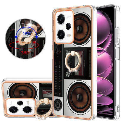 YB IMD Series-20 Style D Kickstand Electroplated Case for Xiaomi Redmi Note 12 Pro 5G / Note 12 Pro Speed 5G / Poco X5 Pro 5G , 2.0mm TPU IMD Phone Cover