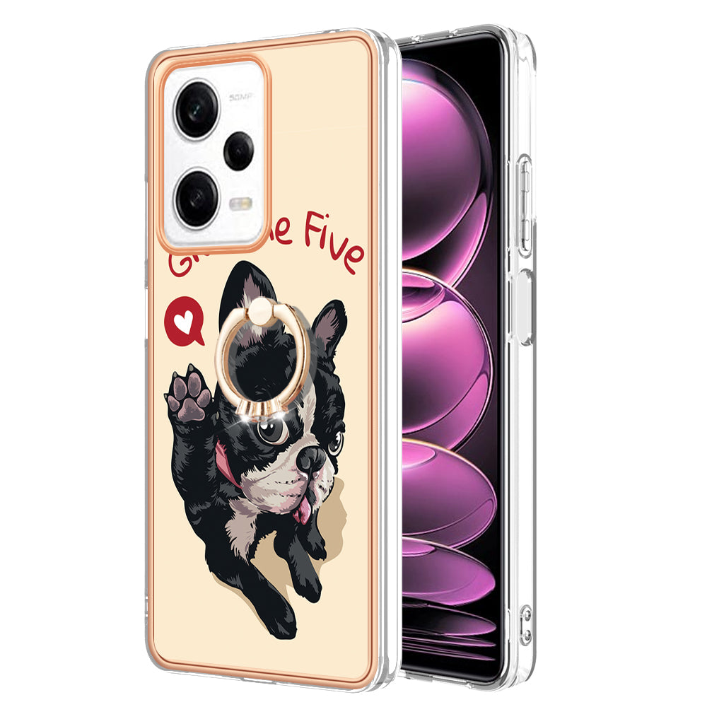 YB IMD Series-20 Style D Kickstand Electroplated Case for Xiaomi Redmi Note 12 Pro 5G / Note 12 Pro Speed 5G / Poco X5 Pro 5G , 2.0mm TPU IMD Phone Cover