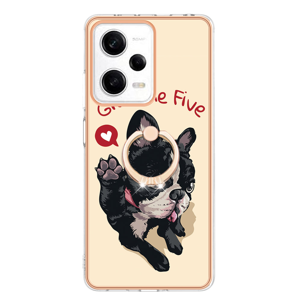 YB IMD Series-20 Style D Kickstand Electroplated Case for Xiaomi Redmi Note 12 Pro 5G / Note 12 Pro Speed 5G / Poco X5 Pro 5G , 2.0mm TPU IMD Phone Cover