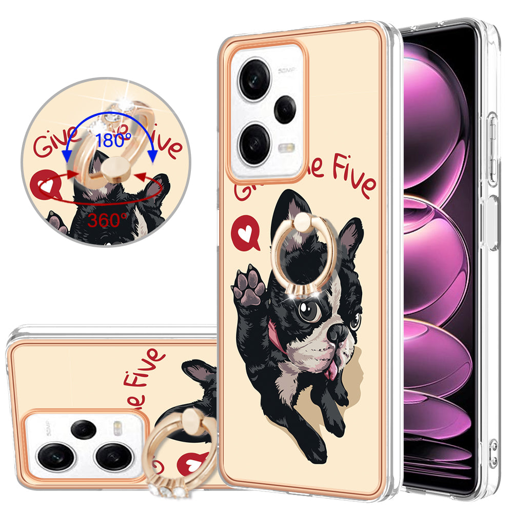 YB IMD Series-20 Style D Kickstand Electroplated Case for Xiaomi Redmi Note 12 Pro 5G / Note 12 Pro Speed 5G / Poco X5 Pro 5G , 2.0mm TPU IMD Phone Cover