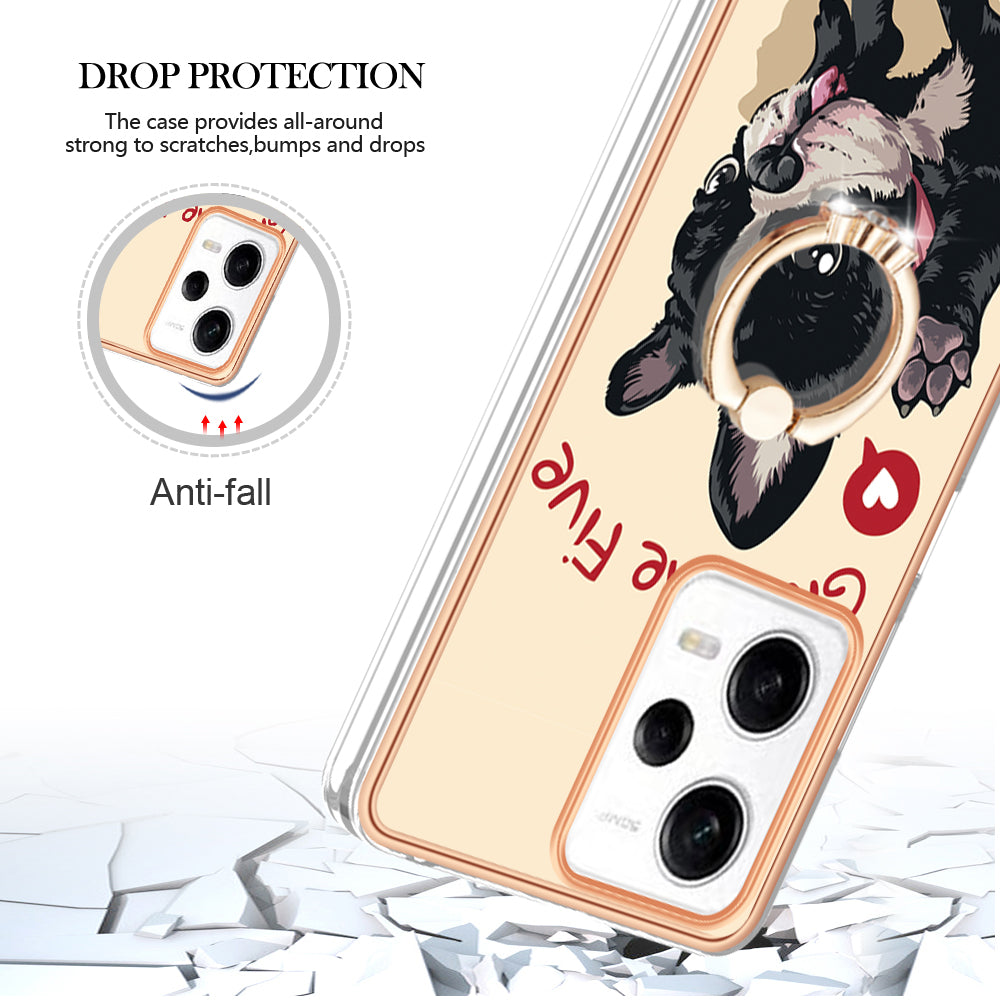 YB IMD Series-20 Style D Kickstand Electroplated Case for Xiaomi Redmi Note 12 Pro 5G / Note 12 Pro Speed 5G / Poco X5 Pro 5G , 2.0mm TPU IMD Phone Cover