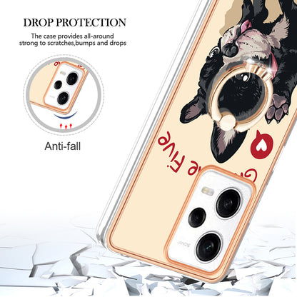 YB IMD Series-20 Style D Kickstand Electroplated Case for Xiaomi Redmi Note 12 Pro 5G / Note 12 Pro Speed 5G / Poco X5 Pro 5G , 2.0mm TPU IMD Phone Cover
