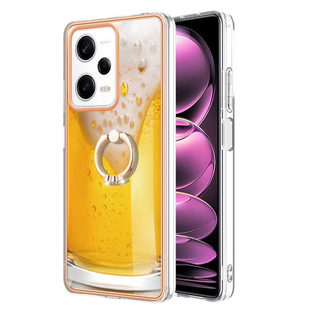 YB IMD Series-20 Style D Kickstand Electroplated Case for Xiaomi Redmi Note 12 Pro 5G / Note 12 Pro Speed 5G / Poco X5 Pro 5G , 2.0mm TPU IMD Phone Cover