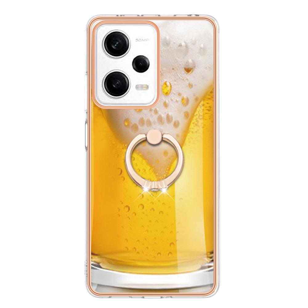 YB IMD Series-20 Style D Kickstand Electroplated Case for Xiaomi Redmi Note 12 Pro 5G / Note 12 Pro Speed 5G / Poco X5 Pro 5G , 2.0mm TPU IMD Phone Cover
