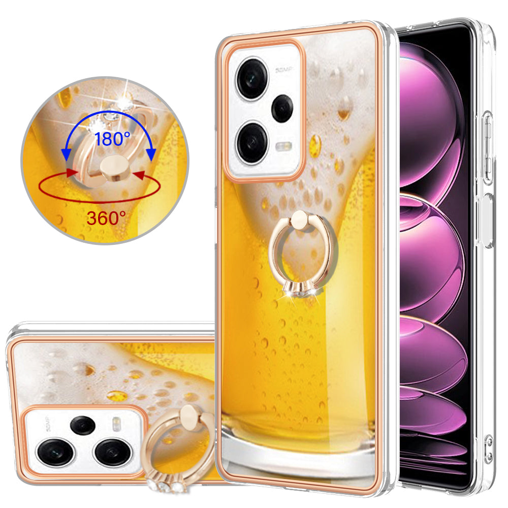YB IMD Series-20 Style D Kickstand Electroplated Case for Xiaomi Redmi Note 12 Pro 5G / Note 12 Pro Speed 5G / Poco X5 Pro 5G , 2.0mm TPU IMD Phone Cover