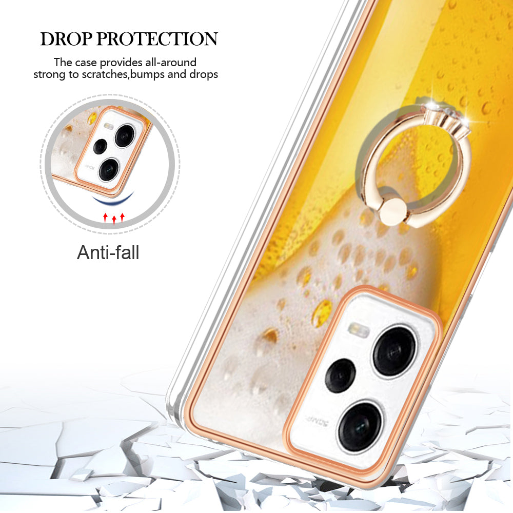 YB IMD Series-20 Style D Kickstand Electroplated Case for Xiaomi Redmi Note 12 Pro 5G / Note 12 Pro Speed 5G / Poco X5 Pro 5G , 2.0mm TPU IMD Phone Cover