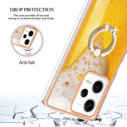 YB IMD Series-20 Style D Kickstand Electroplated Case for Xiaomi Redmi Note 12 Pro 5G / Note 12 Pro Speed 5G / Poco X5 Pro 5G , 2.0mm TPU IMD Phone Cover