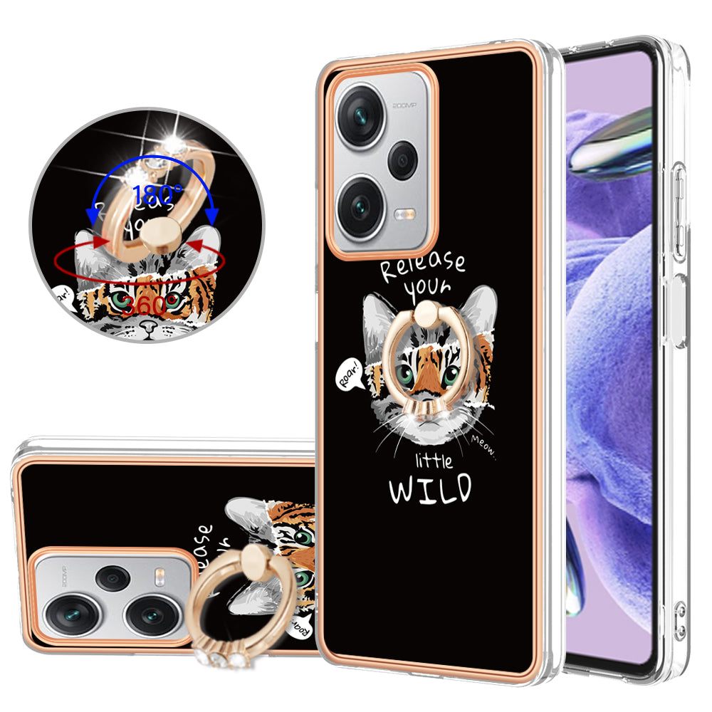 YB IMD Series-20 Style D For Xiaomi Redmi Note 12 Pro+ 5G 2.0mm TPU Anti-Scratch Case Electroplated IMD Kickstand Phone Cover
