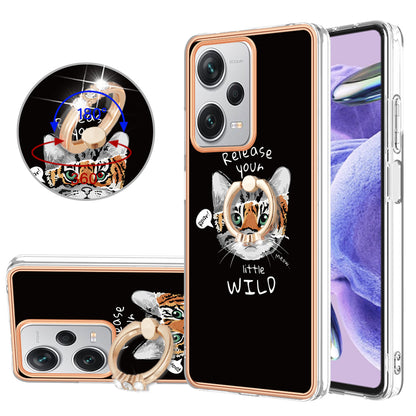 YB IMD Series-20 Style D For Xiaomi Redmi Note 12 Pro+ 5G 2.0mm TPU Anti-Scratch Case Electroplated IMD Kickstand Phone Cover