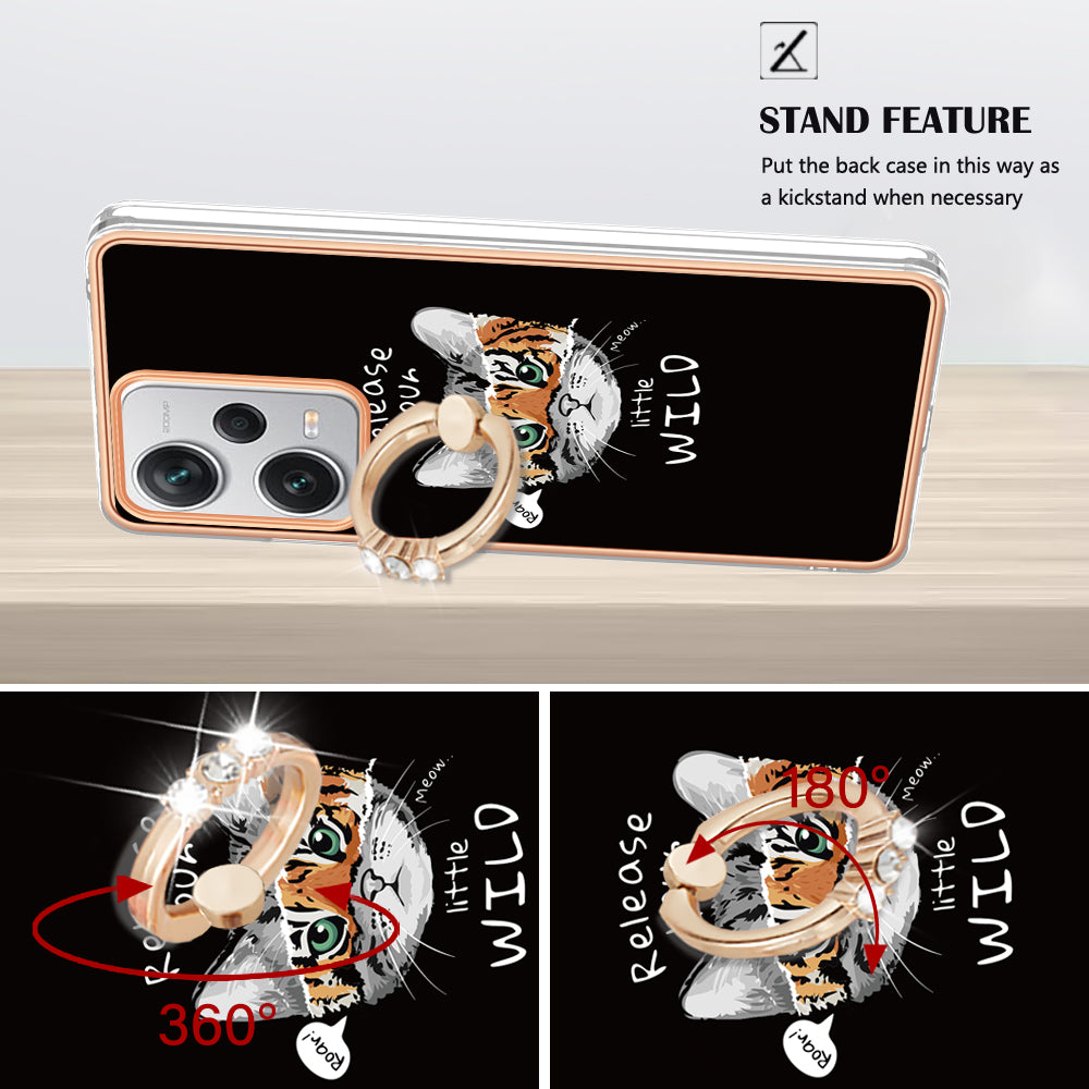 YB IMD Series-20 Style D For Xiaomi Redmi Note 12 Pro+ 5G 2.0mm TPU Anti-Scratch Case Electroplated IMD Kickstand Phone Cover