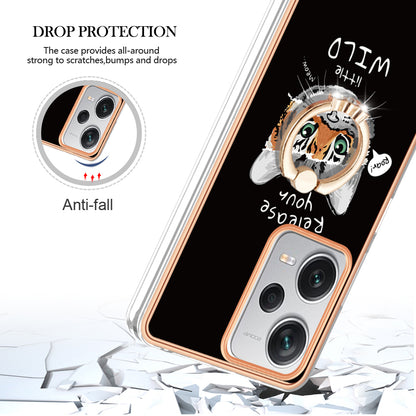YB IMD Series-20 Style D For Xiaomi Redmi Note 12 Pro+ 5G 2.0mm TPU Anti-Scratch Case Electroplated IMD Kickstand Phone Cover