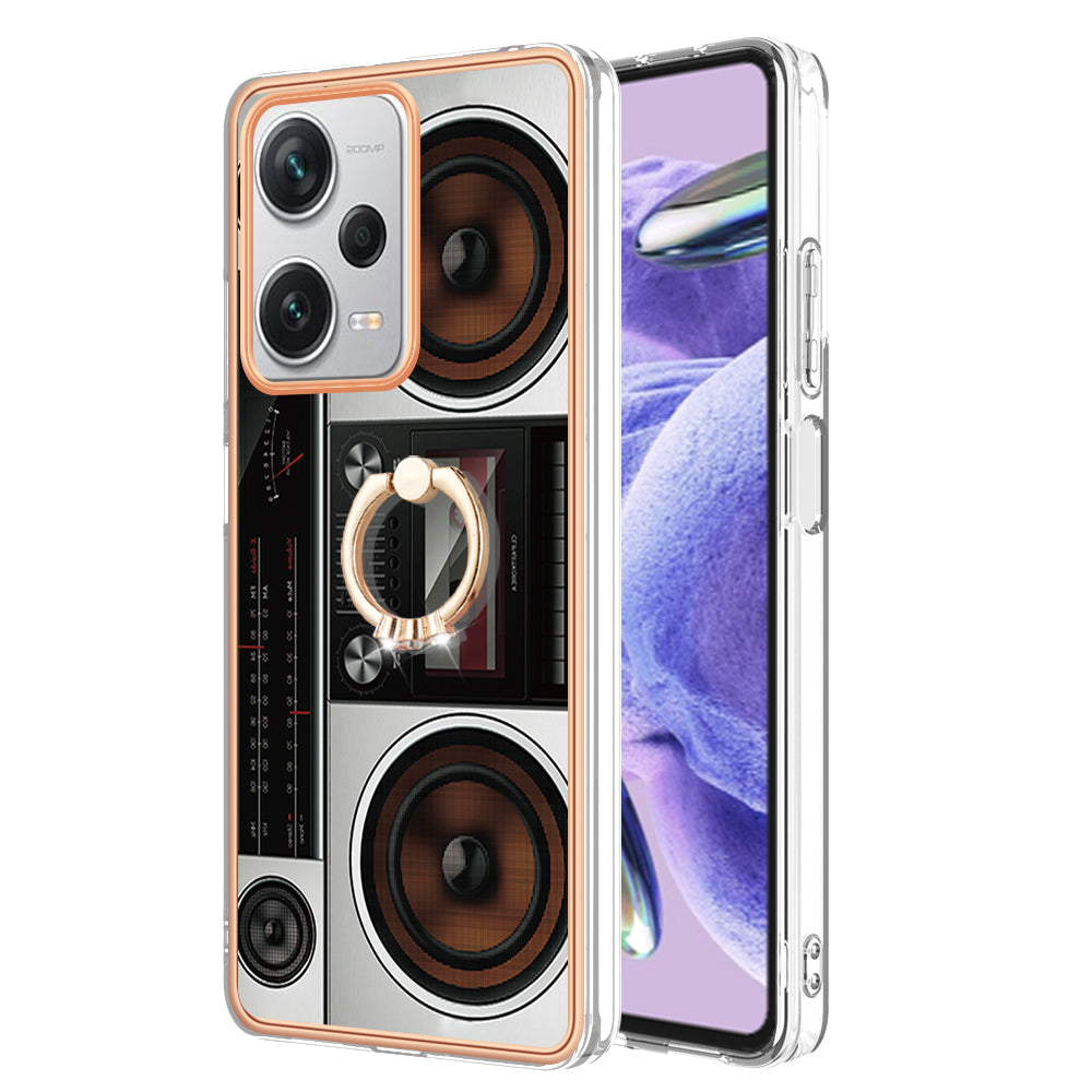 YB IMD Series-20 Style D For Xiaomi Redmi Note 12 Pro+ 5G 2.0mm TPU Anti-Scratch Case Electroplated IMD Kickstand Phone Cover