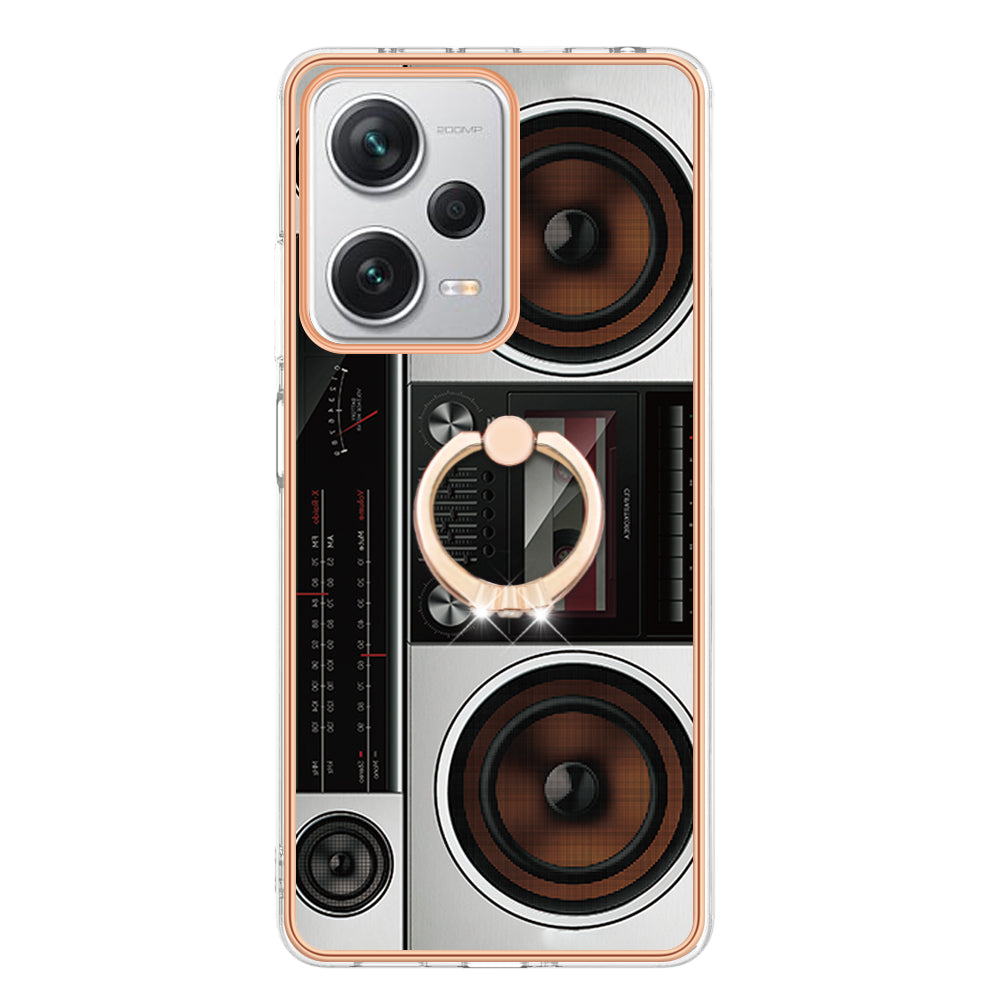 YB IMD Series-20 Style D For Xiaomi Redmi Note 12 Pro+ 5G 2.0mm TPU Anti-Scratch Case Electroplated IMD Kickstand Phone Cover