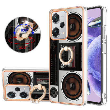 YB IMD Series-20 Style D For Xiaomi Redmi Note 12 Pro+ 5G 2.0mm TPU Anti-Scratch Case Electroplated IMD Kickstand Phone Cover