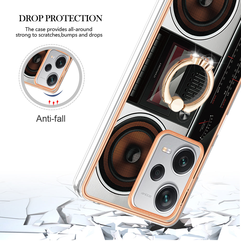 YB IMD Series-20 Style D For Xiaomi Redmi Note 12 Pro+ 5G 2.0mm TPU Anti-Scratch Case Electroplated IMD Kickstand Phone Cover
