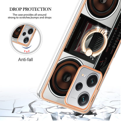 YB IMD Series-20 Style D For Xiaomi Redmi Note 12 Pro+ 5G 2.0mm TPU Anti-Scratch Case Electroplated IMD Kickstand Phone Cover