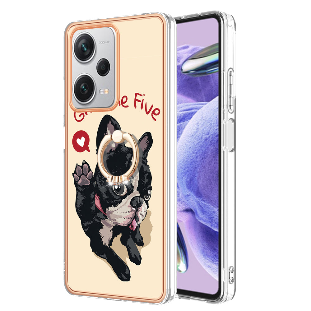 YB IMD Series-20 Style D For Xiaomi Redmi Note 12 Pro+ 5G 2.0mm TPU Anti-Scratch Case Electroplated IMD Kickstand Phone Cover