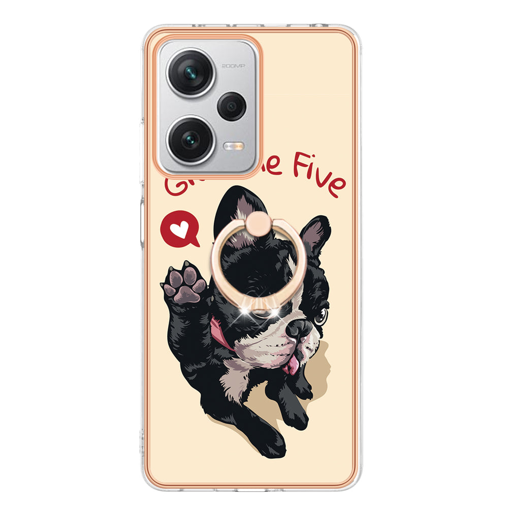 YB IMD Series-20 Style D For Xiaomi Redmi Note 12 Pro+ 5G 2.0mm TPU Anti-Scratch Case Electroplated IMD Kickstand Phone Cover