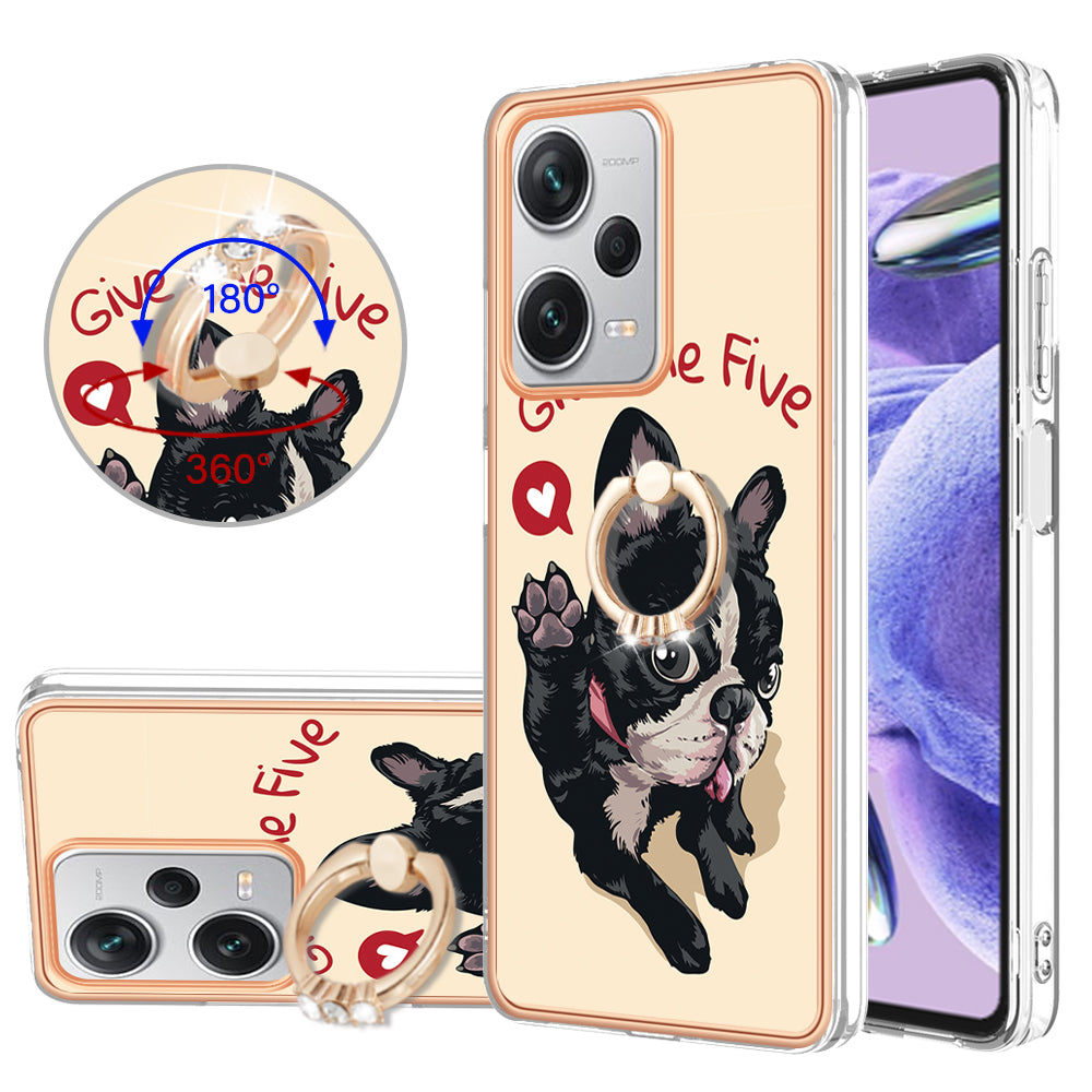 YB IMD Series-20 Style D For Xiaomi Redmi Note 12 Pro+ 5G 2.0mm TPU Anti-Scratch Case Electroplated IMD Kickstand Phone Cover