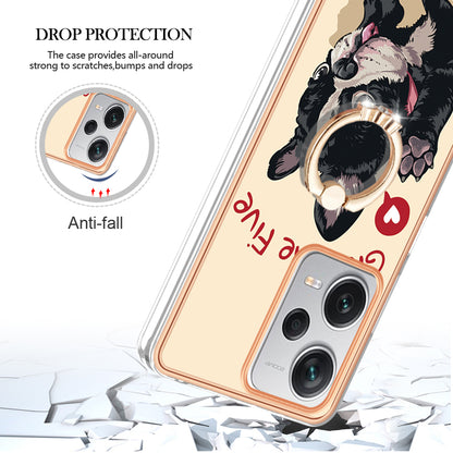 YB IMD Series-20 Style D For Xiaomi Redmi Note 12 Pro+ 5G 2.0mm TPU Anti-Scratch Case Electroplated IMD Kickstand Phone Cover