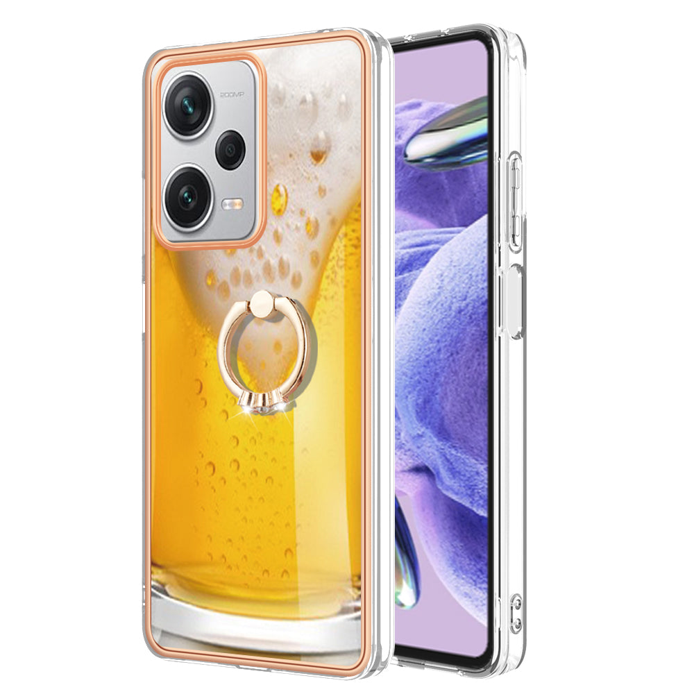YB IMD Series-20 Style D For Xiaomi Redmi Note 12 Pro+ 5G 2.0mm TPU Anti-Scratch Case Electroplated IMD Kickstand Phone Cover