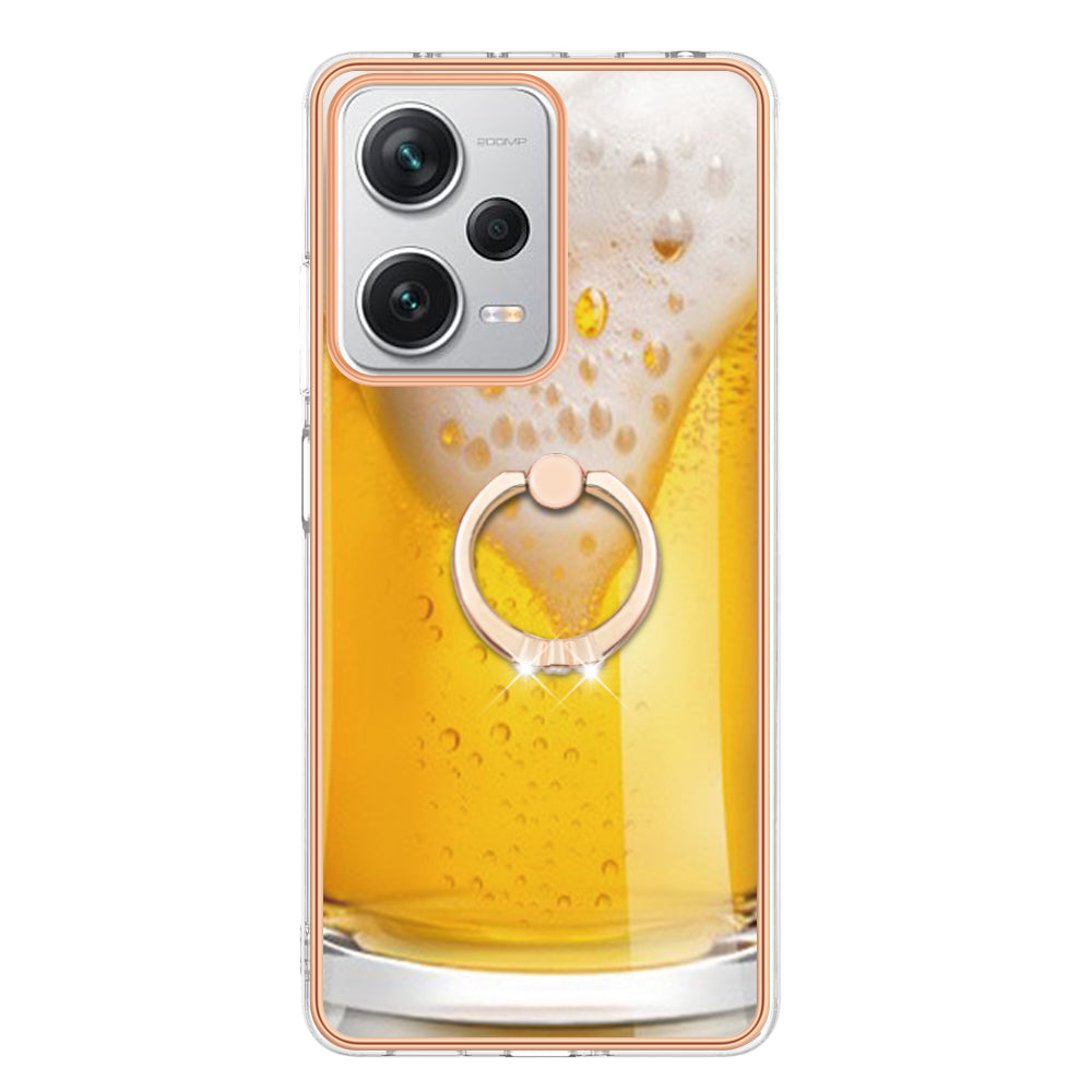 YB IMD Series-20 Style D For Xiaomi Redmi Note 12 Pro+ 5G 2.0mm TPU Anti-Scratch Case Electroplated IMD Kickstand Phone Cover