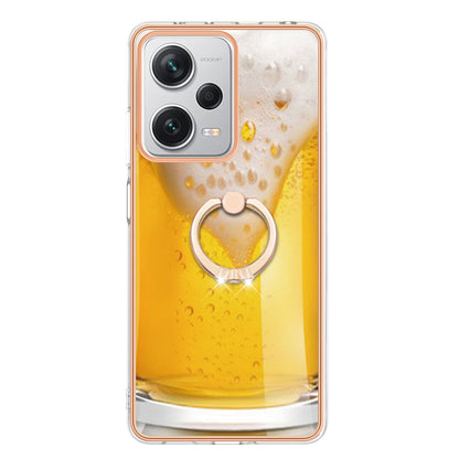YB IMD Series-20 Style D For Xiaomi Redmi Note 12 Pro+ 5G 2.0mm TPU Anti-Scratch Case Electroplated IMD Kickstand Phone Cover