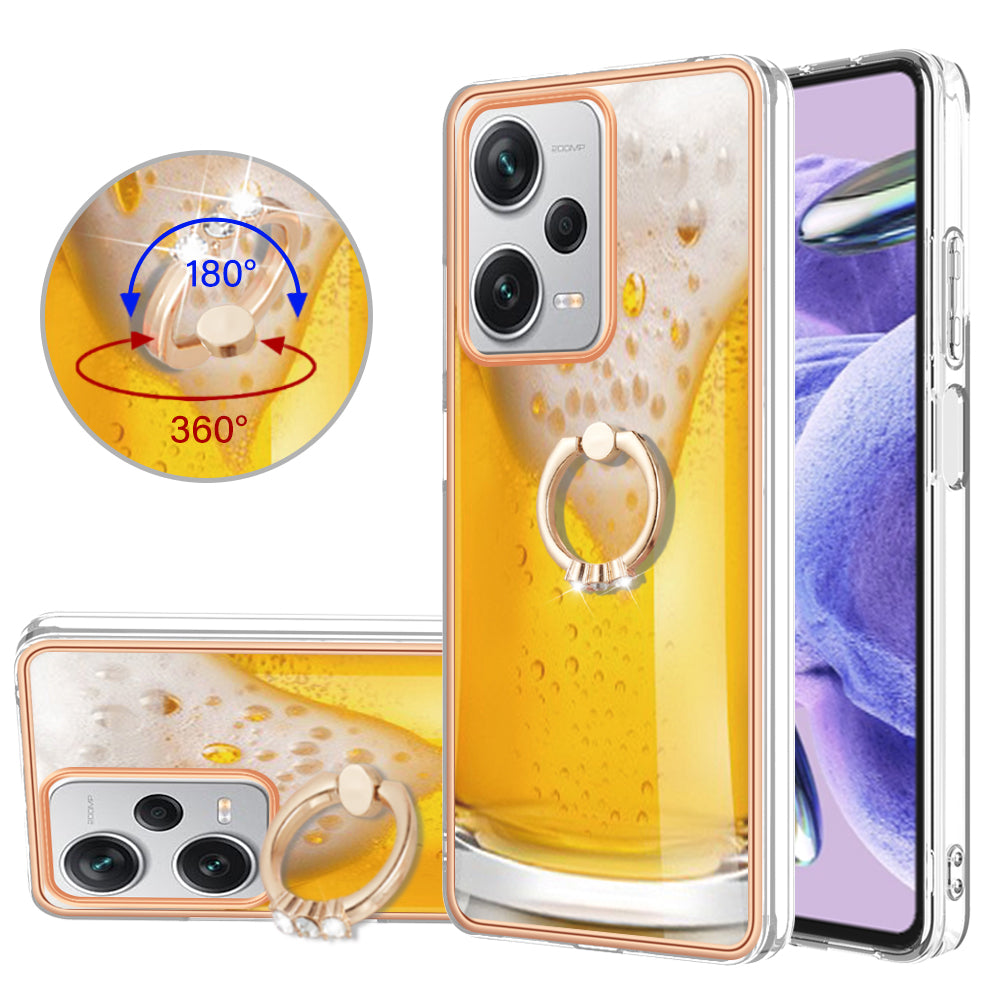 YB IMD Series-20 Style D For Xiaomi Redmi Note 12 Pro+ 5G 2.0mm TPU Anti-Scratch Case Electroplated IMD Kickstand Phone Cover