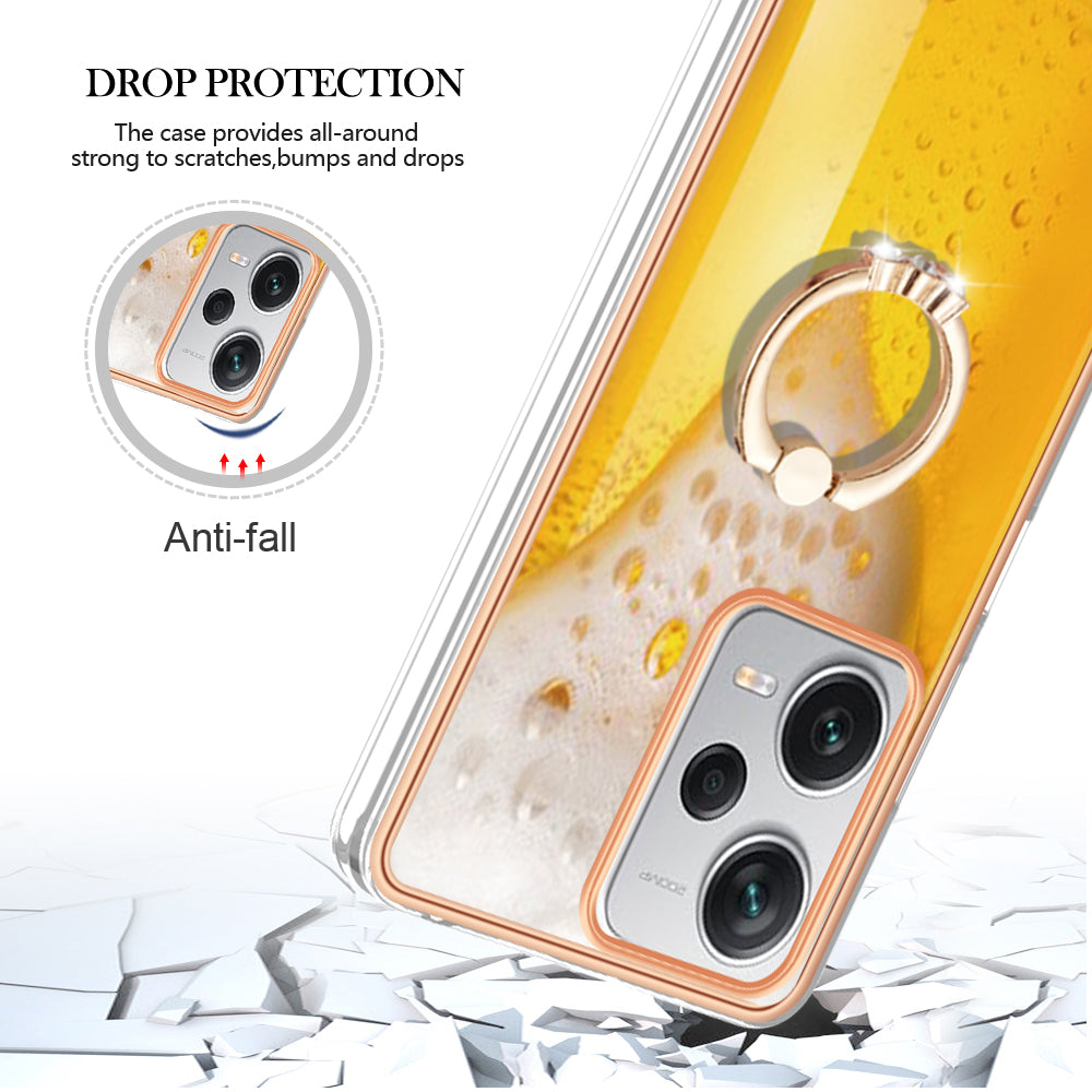YB IMD Series-20 Style D For Xiaomi Redmi Note 12 Pro+ 5G 2.0mm TPU Anti-Scratch Case Electroplated IMD Kickstand Phone Cover