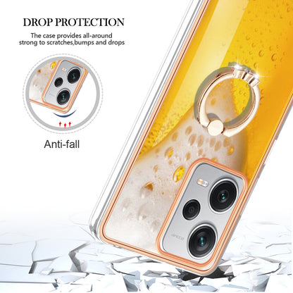 YB IMD Series-20 Style D For Xiaomi Redmi Note 12 Pro+ 5G 2.0mm TPU Anti-Scratch Case Electroplated IMD Kickstand Phone Cover