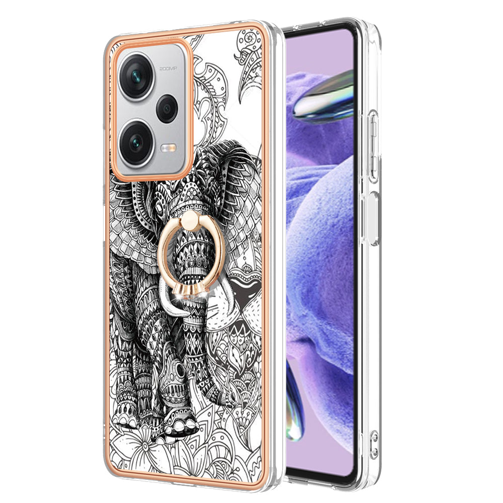 YB IMD Series-20 Style D For Xiaomi Redmi Note 12 Pro+ 5G 2.0mm TPU Anti-Scratch Case Electroplated IMD Kickstand Phone Cover